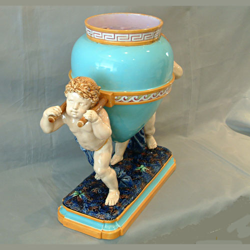 minton majolica vase by Carrier de belleuse