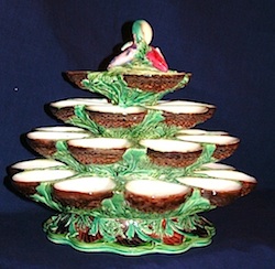 minton majolica oyster stand