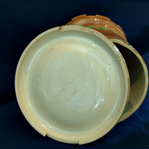 brownfield  majolica cheese keeper 