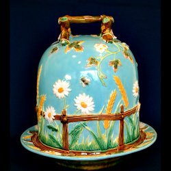 George Jones majolica cheese keeper 