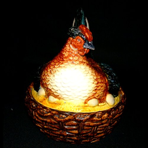 hugo lonitz majolica hen tureen