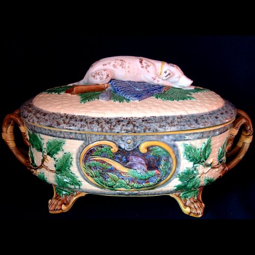 minton majolica game tureen