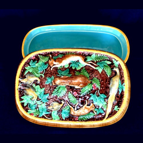 brownfield majolica game tureen