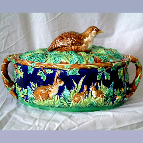 george jone majolica game pie dish