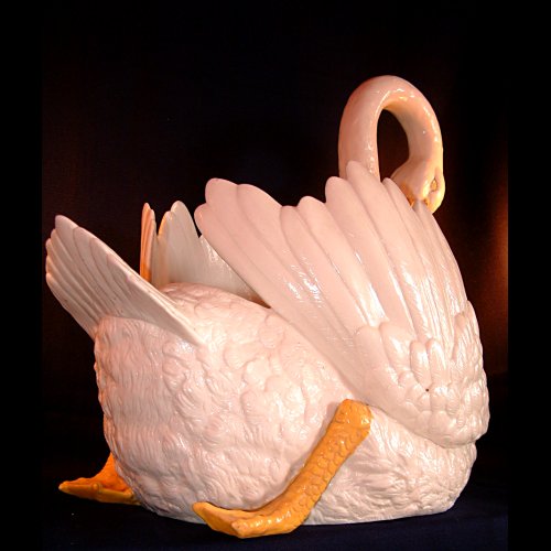 majolica swan jardinere