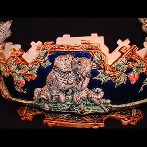 majolica cats jardinere