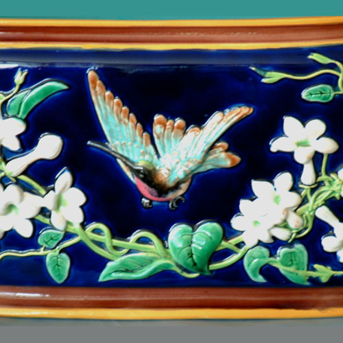 g jones hummingbird majolica jardinere