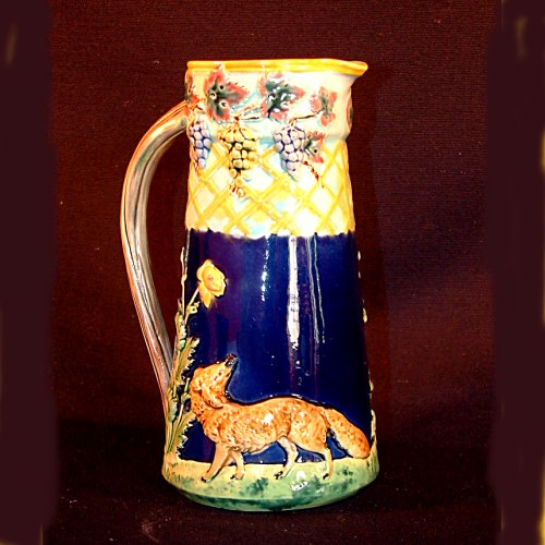 majolica fox pitcher