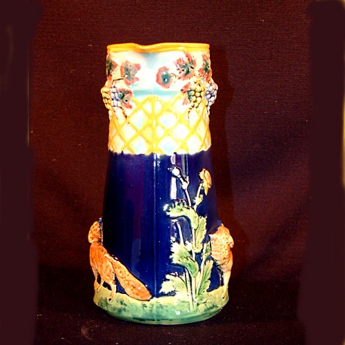 majolica fox pitcher