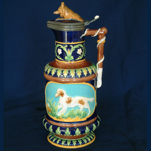 George Jones majolica fox ewer