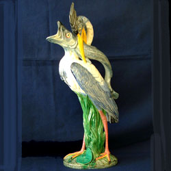 MINTON MAJOLICA HERON HENK PITCHER 