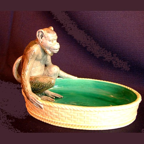 Minton majolica monkey dish