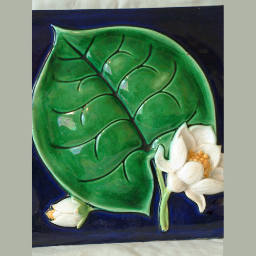 George Jones majolica lily tile 