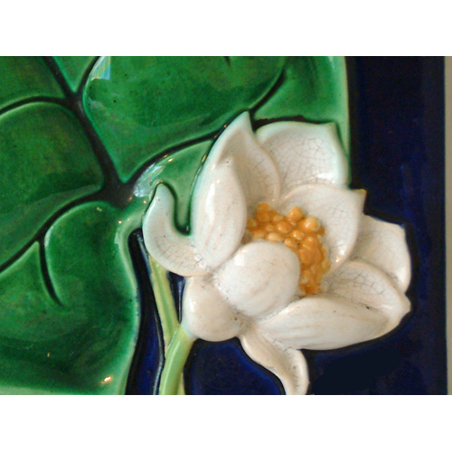 George Jones majolica lily tile