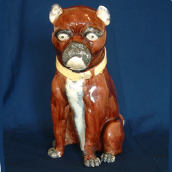 majolica dog figure