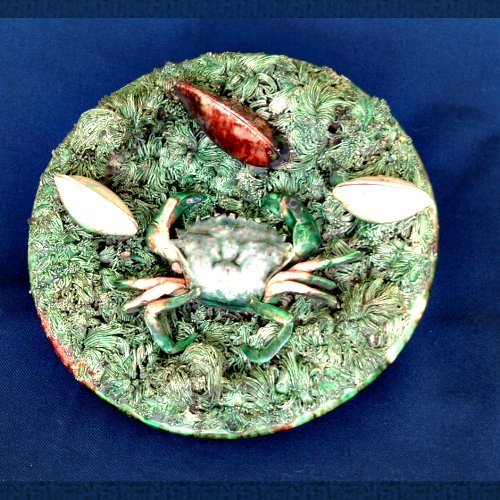 portuguese palissy mafra  crab plate