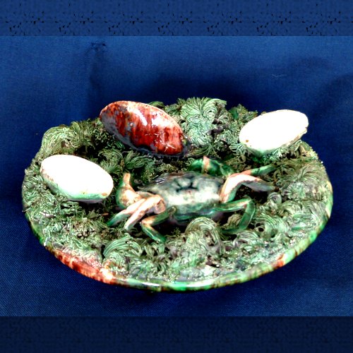 portuguese palissy mafra  crab plate