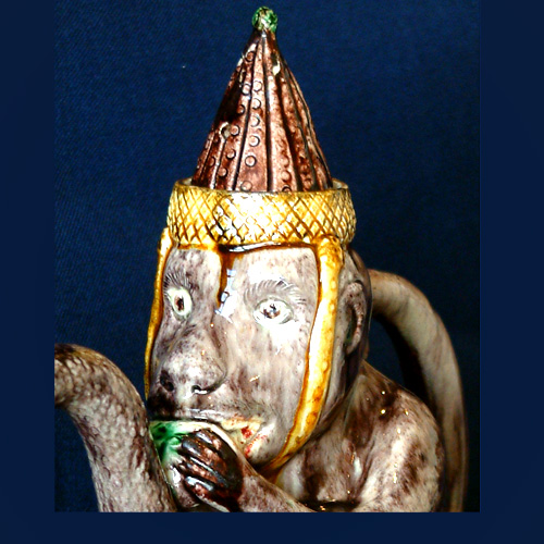 portuguese palissy monkey tea pot