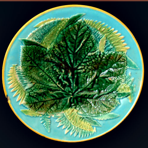 G Jones majolica fern plate