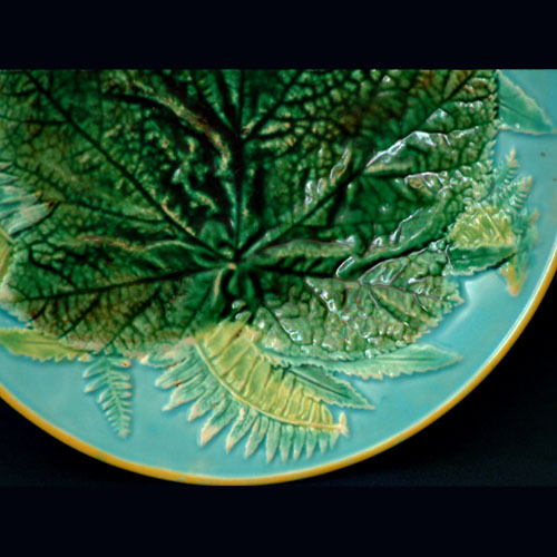 G Jones majolica fern plate