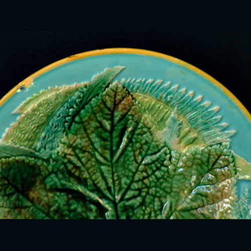 G Jones majolica ferns plate