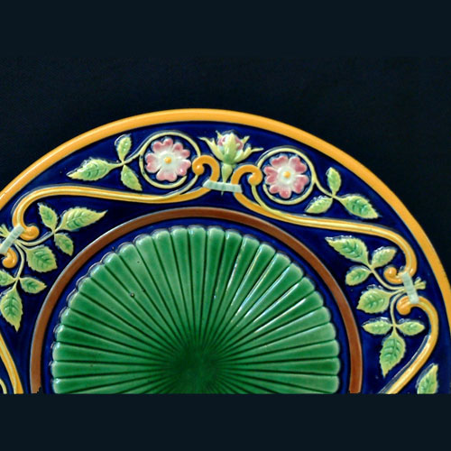 George  Jones majolica cobalt floral  plate