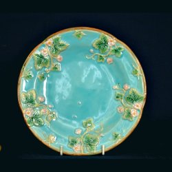 G Jones majolica strawberry plate