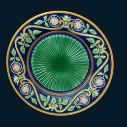 George  Jones majolica cobalt floral  plate