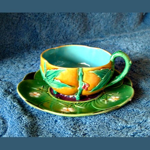 minton majolica cup and saucer