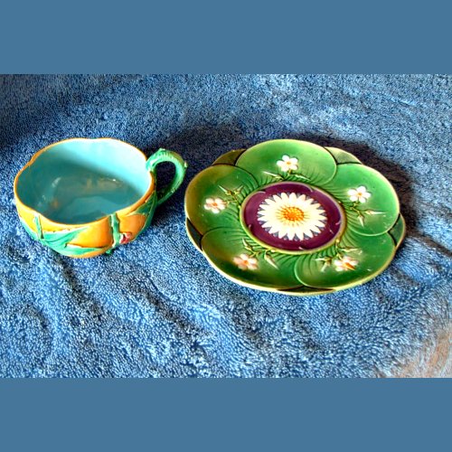 minton majolica cup and saucer