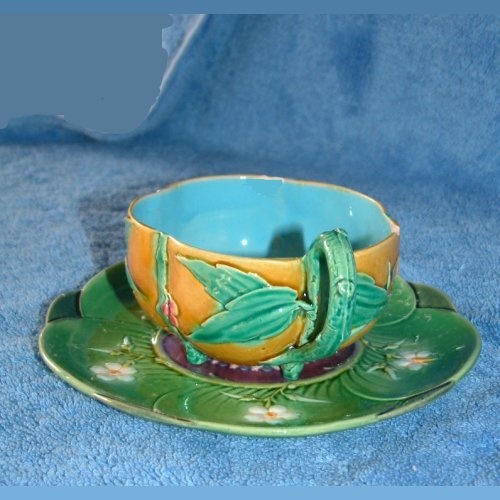 minton majolica cup and saucer