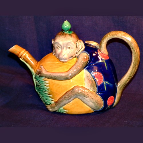 minton majolica monkey tea pot 
