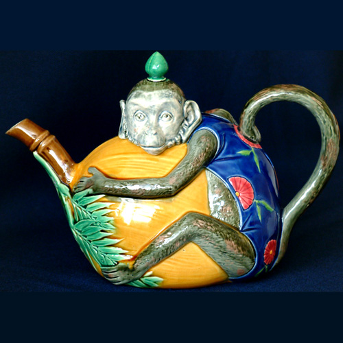 minton majolica monkey tea pot 