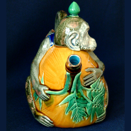 minton majolica monkey tea pot