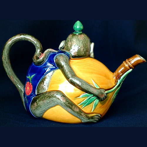 minton majolica monkey tea pot