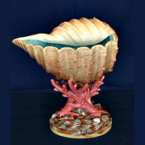 copeland majolica shell & coral vase