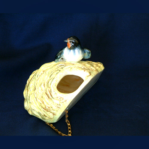 Delphin massier majolica bird wall pokcet